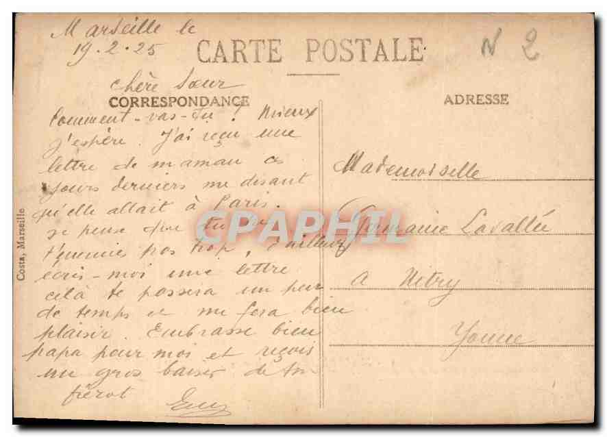 CPA Marseille la Bourse  — Verso