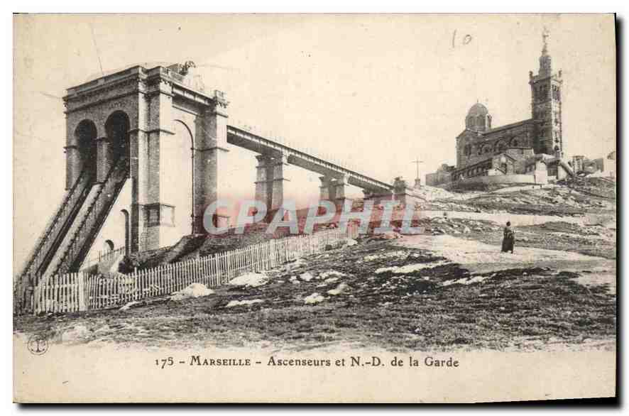 CPA Marseille Ascenseurs et N D de la Garde 