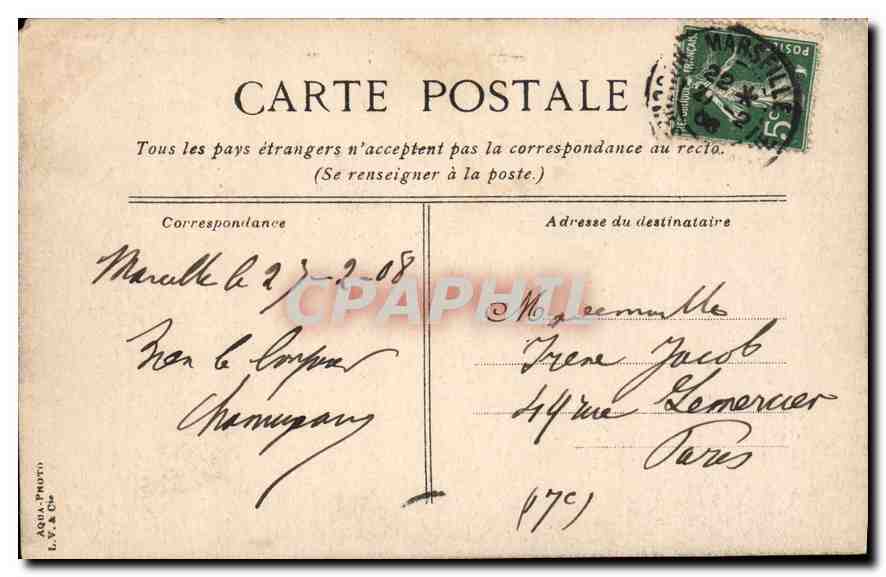 CPA Marseille le Palais de Justice  — Rückseite