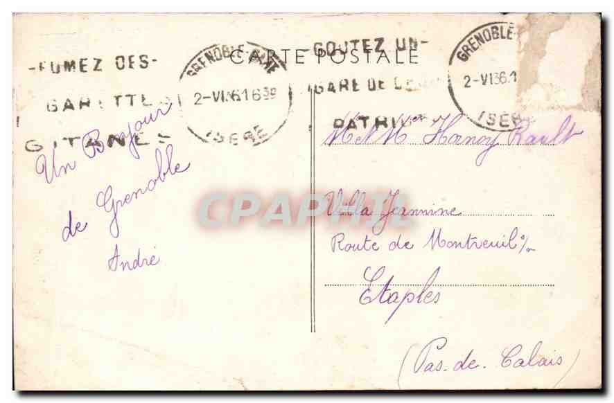 CPA Le Dauphine Grenoble vue generale et le Cours Saint Andre  — Verso