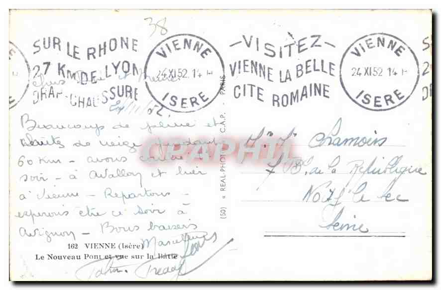 CPA Vienne Isere le Nouveau Pont et vue sur la Batie  — Rückseite