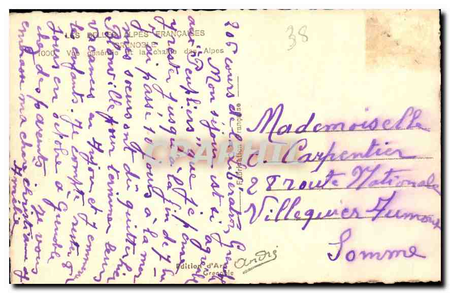 Vue générale de Grenoble — éditeur André, n° 38 — Reverso