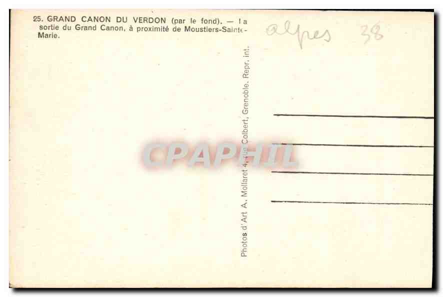 CPA Grand Canon du Verdon Par le fond Sortie du Grand Canon a Proximite de Moustiers Sainte Marie  — Back