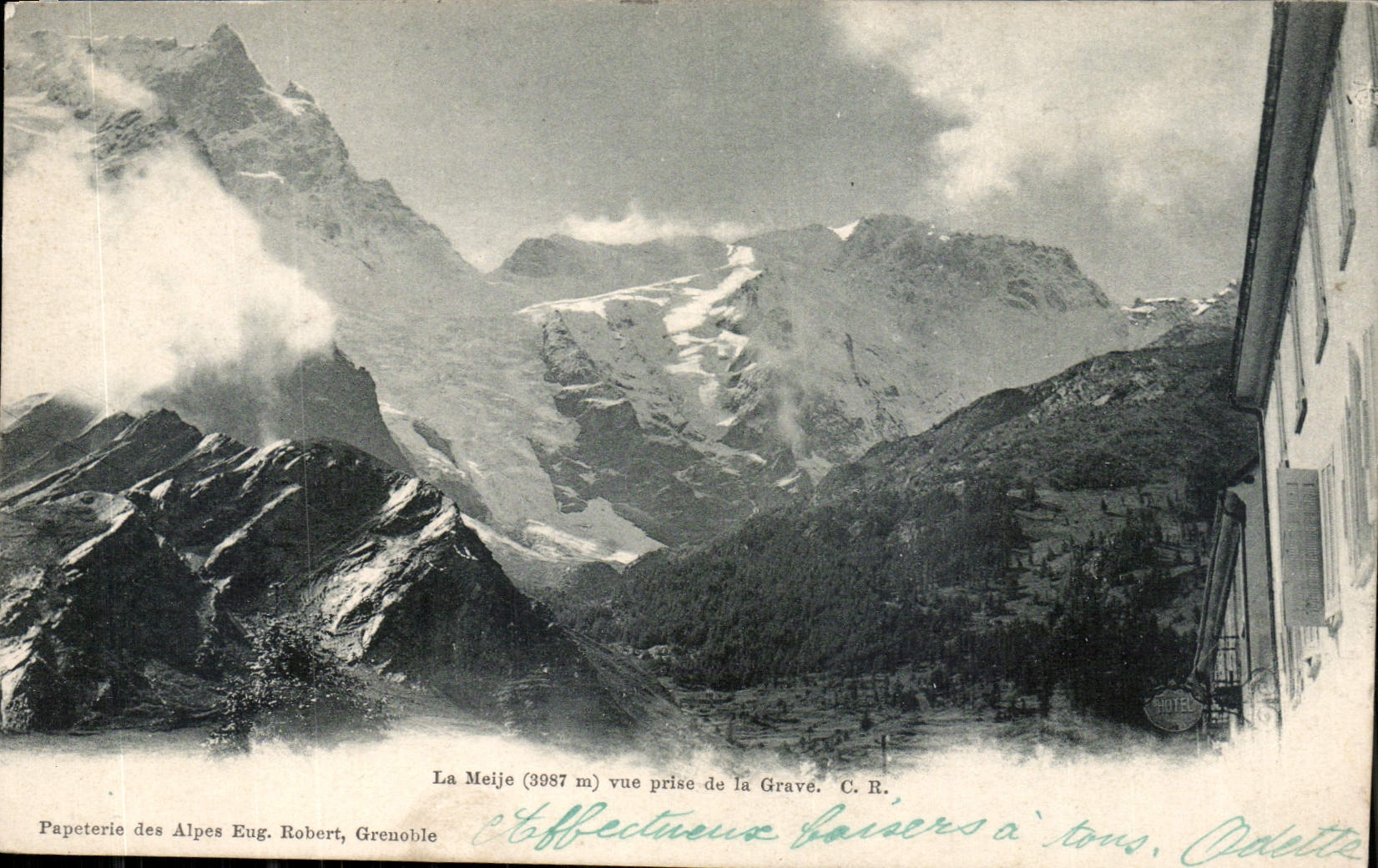 La Meije (3987 m) vue prise de la Grave — Papeterie des Alpes Eug. Robert, Grenoble