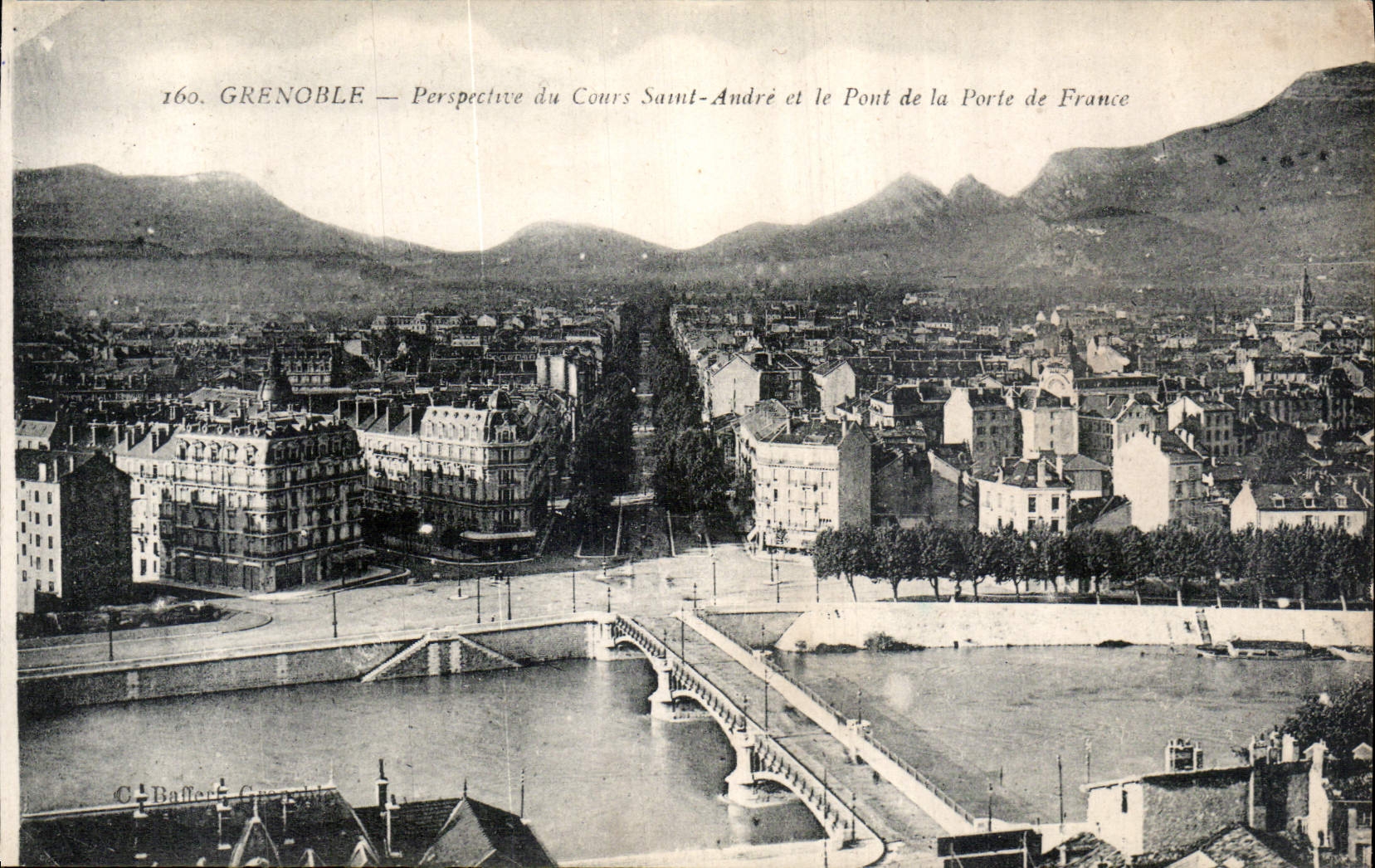 Grenoble — Perspective du Cours Saint-André et le Pont de la Porte de France — C. Baffert, Grenoble