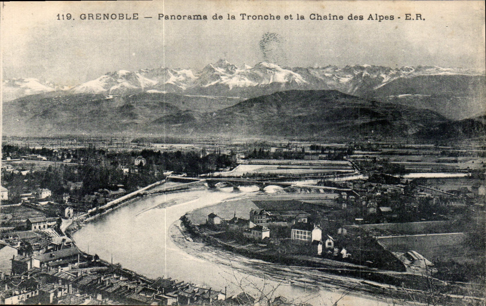 Grenoble — Panorama de la Tronche et la Chaîne des Alpes — E.R.