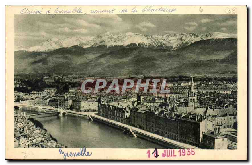 Grenoble - Les quais, l'Isère et la chaîne des Alpes — Éditeur G. Oddoux, Grenoble