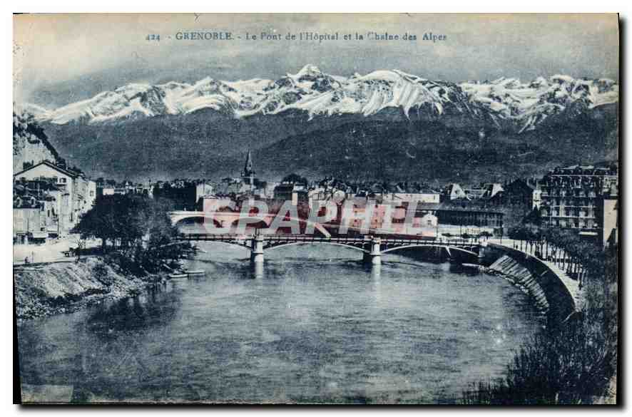 CPA Grenoble le Pont de l'Hopital et la Chaine des Alpes 