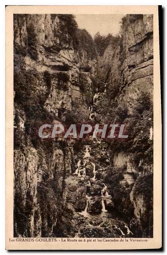CPA Les Grands Goulets la route en a pic et les Cascades de la Vernaison 