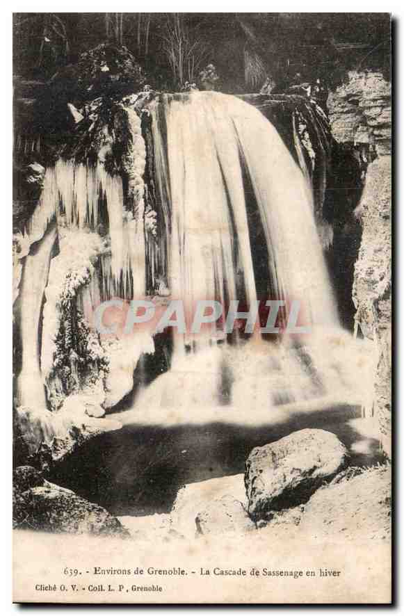 Environ de Grenoble — La Cascade de Sassenage en hiver — Cliché O. V. — Coil L. P. Grenoble