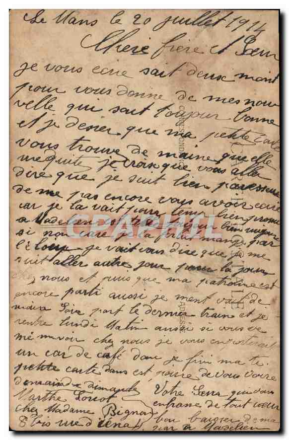CARTE PHOTO Femme Le Mans — Verso