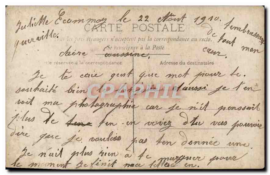 CARTE PHOTO Femme — Rückseite