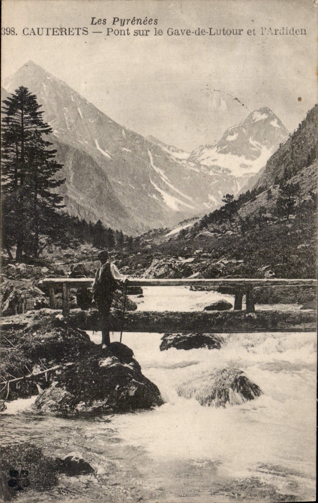 Cauterets — Pont sur le Gave-de-Lutour et l'Ardiden — Éditeur imprimeur illustré n°398