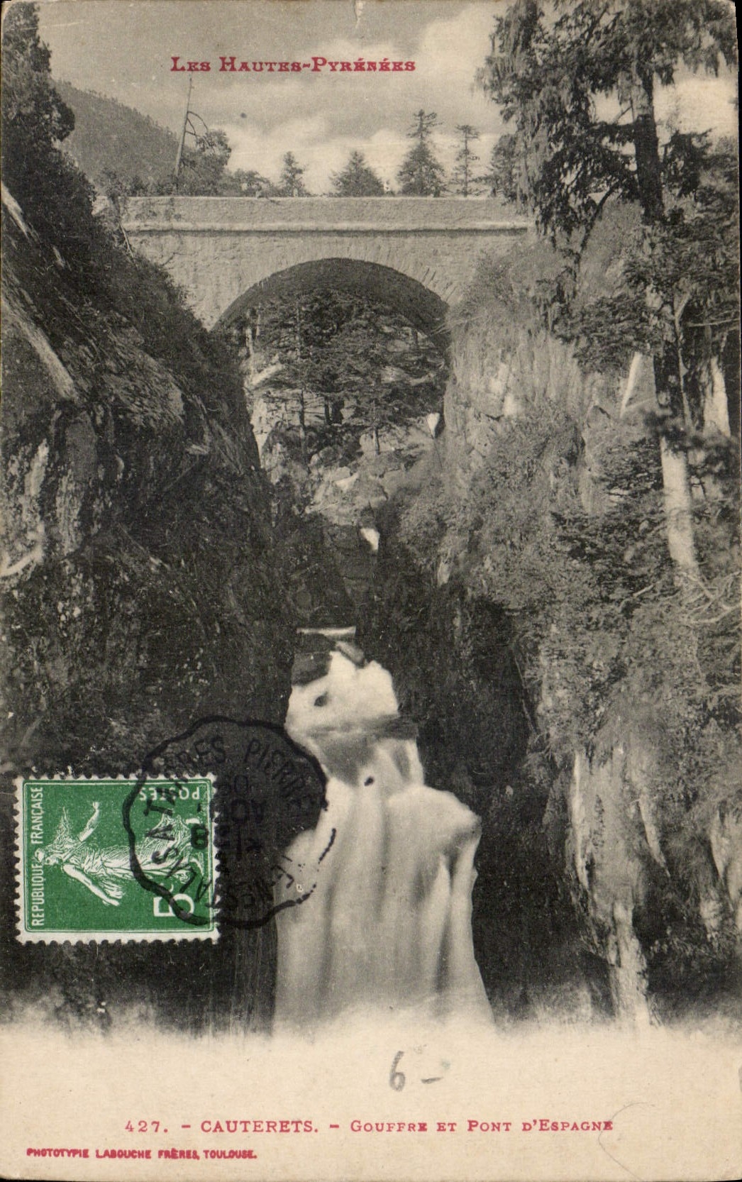 Cauterets — Gouffre et Pont d'Espagne — Phototypie Labouche Frères, Toulouse, n°427