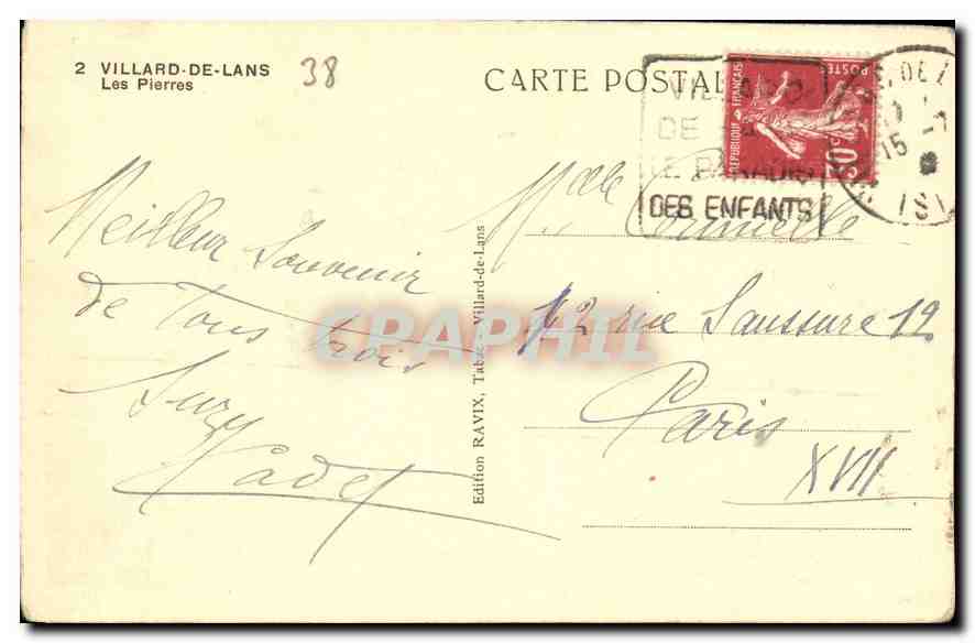 Les Pierres — Villard-de-Lans — Édition RAVIX — Rückseite
