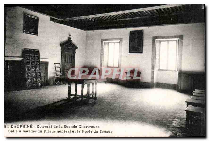 Dauphiné - Couvent de la Grande-Chartreuse - Salle à manger du Prieur général et la Porte du Trésor