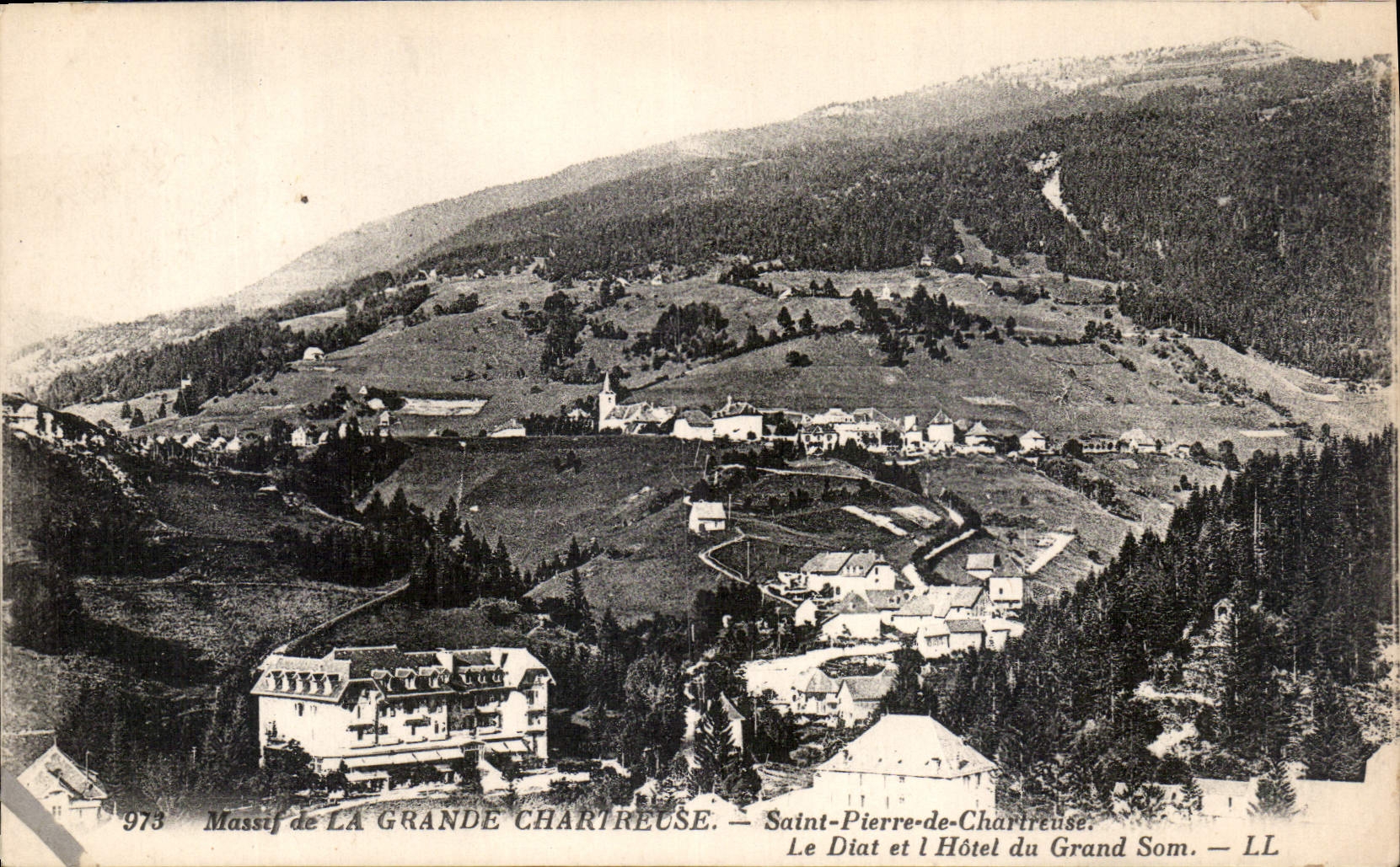 CPA Massif de la Grande Chartreuse Saint Pierre de Chartreuse le Diat et l'Hotel du Grand Som 