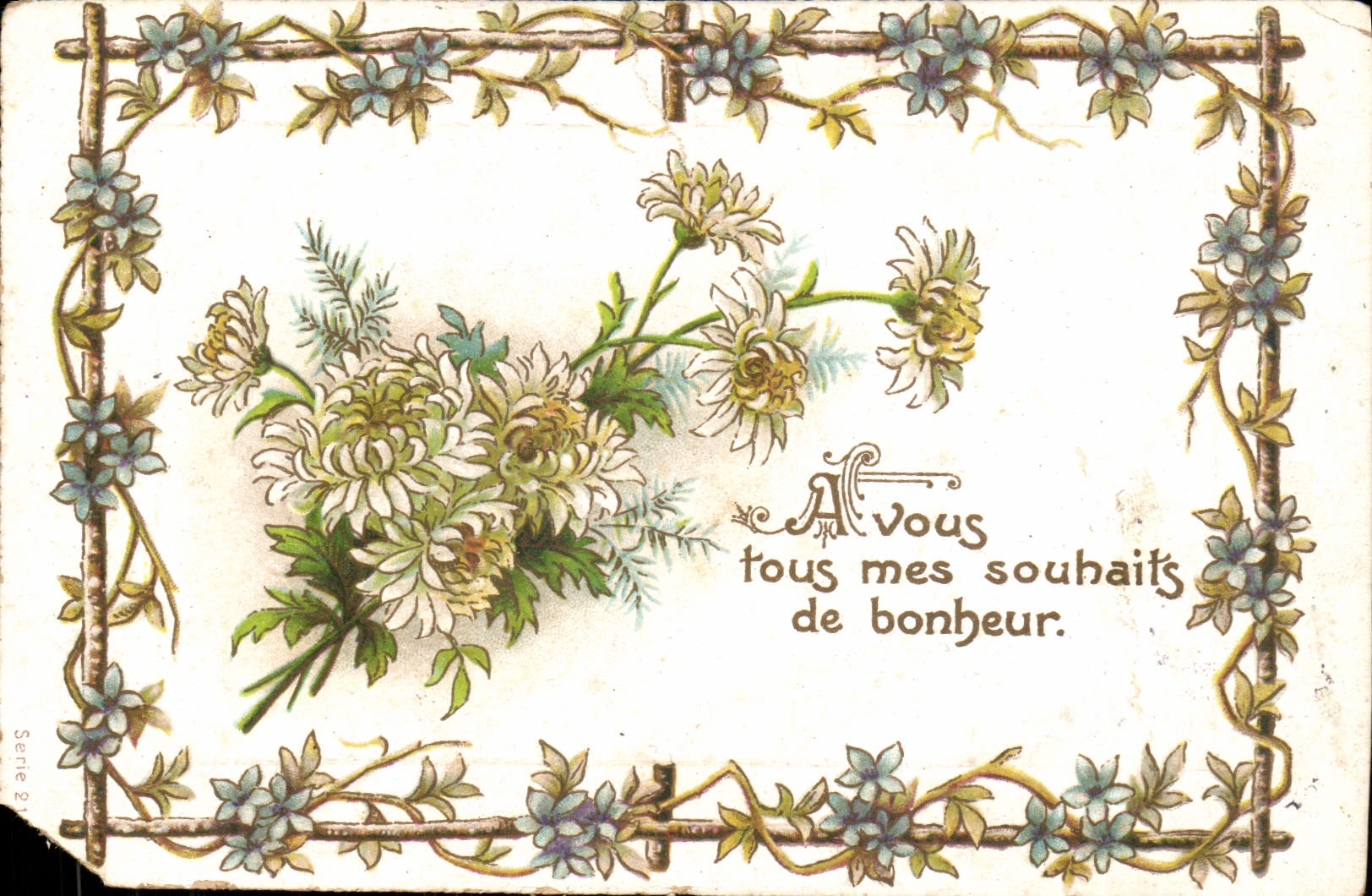 CPA A vous tous mes souhaits de bonheur Fleurs