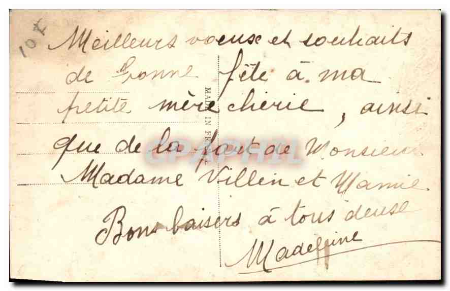 Junge Frau am Klavier — 'Bonne Fête' — M. 880 — Rückseite