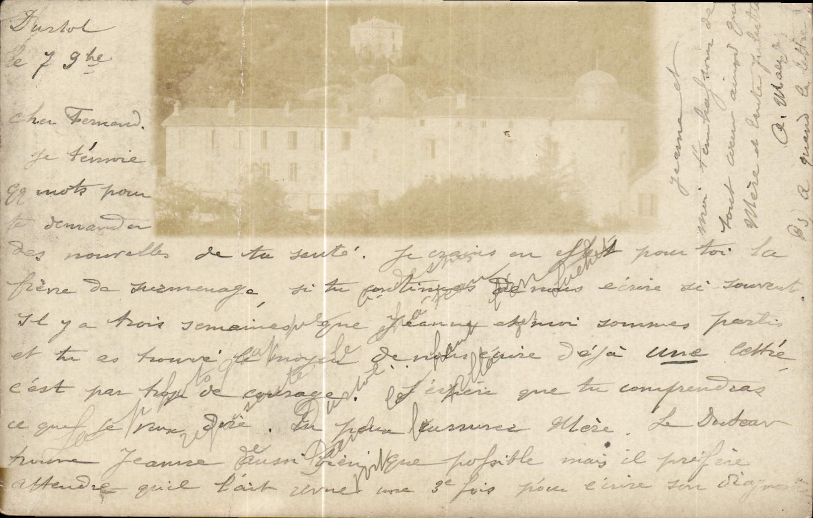 Château de Durtol — vue panoramique — Carte postale française - Anverso
