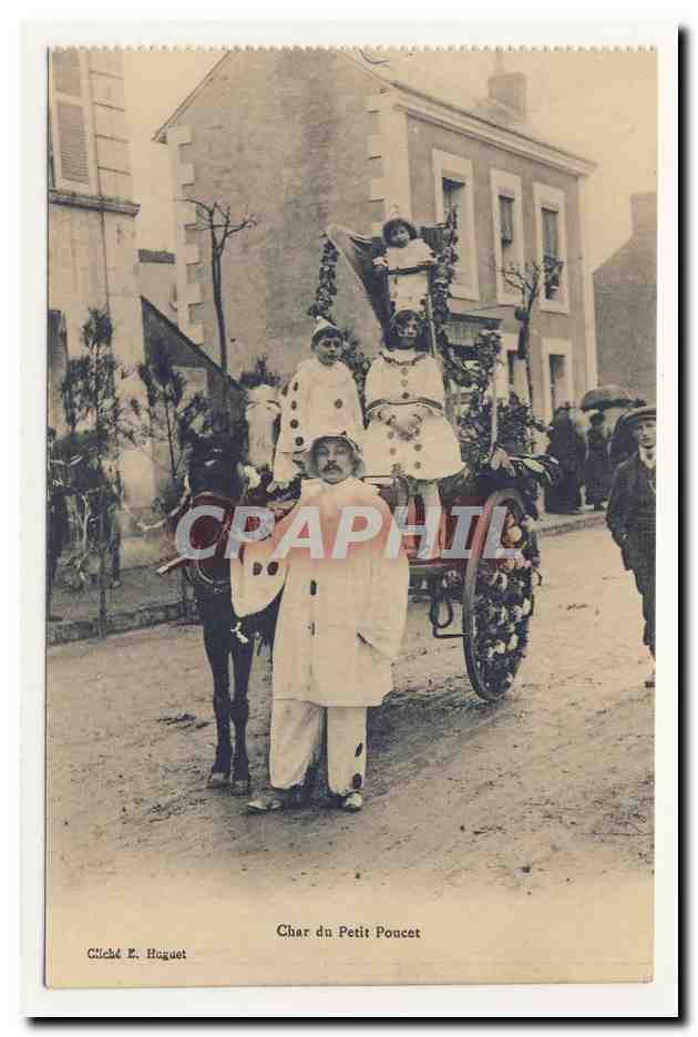 Char du Petit Poucet Charles Perrault clown ane donkey coiffe costume pittoresque carnaval animation TOP CPA