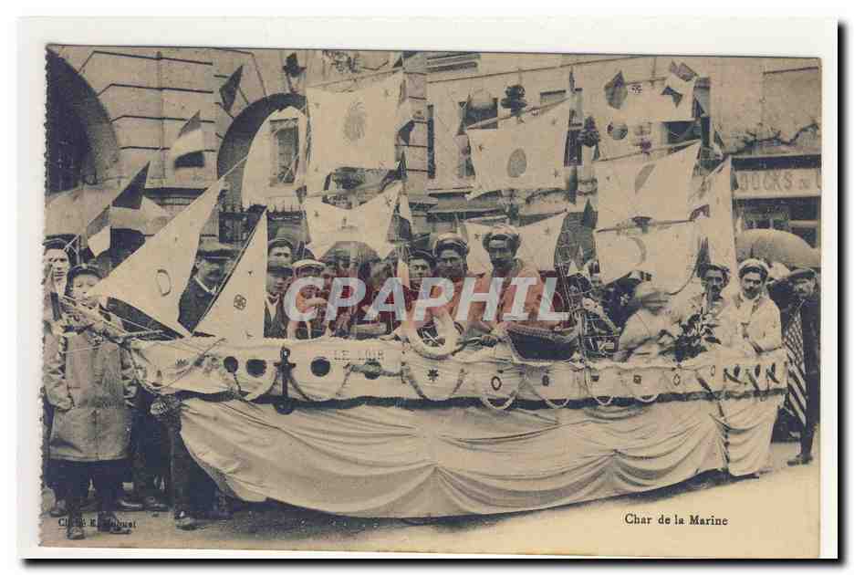 char de la marine LE LOIR US flag carnaval marins original costume pittoresque animation TOP CPA