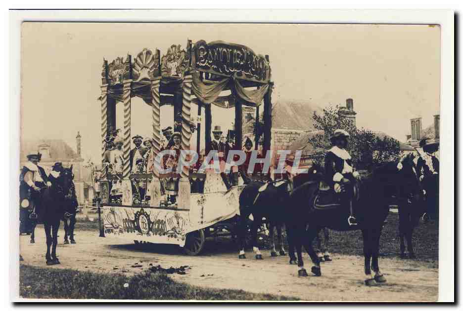 carte photo carnaval mousquetaires d'artagnan pacha emir turban char original costume pittoresque animation TOP CPA