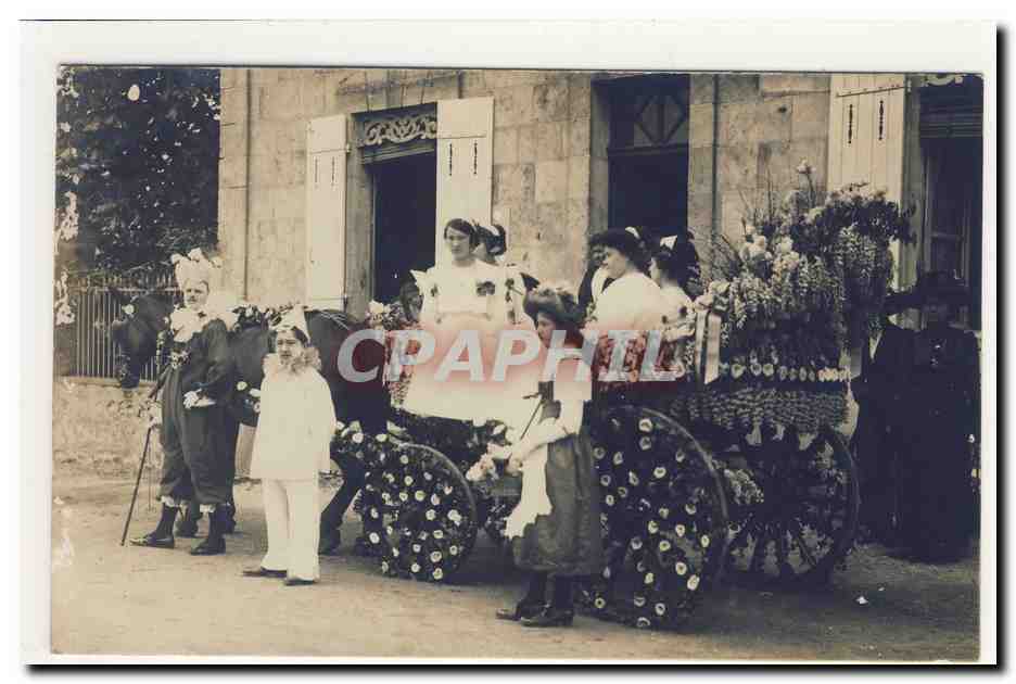 carte photo carnaval cirque clown pierrot arlequin original costume pittoresque animation TOP CPA