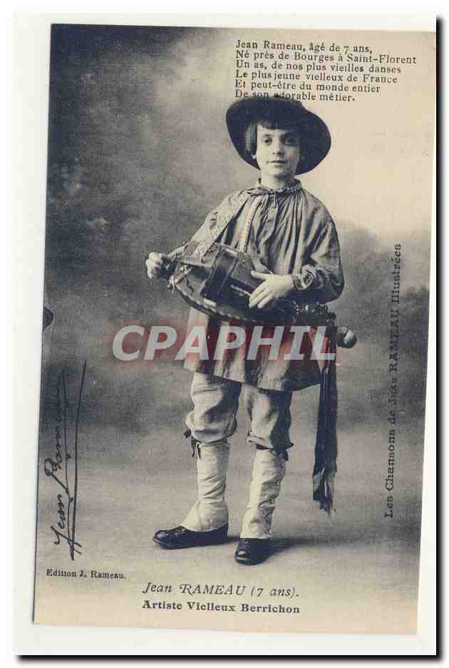 Jean Rameau 7 ans Artiste Vielleux berrichon Bourges Saint Florent animation TOP CPA
