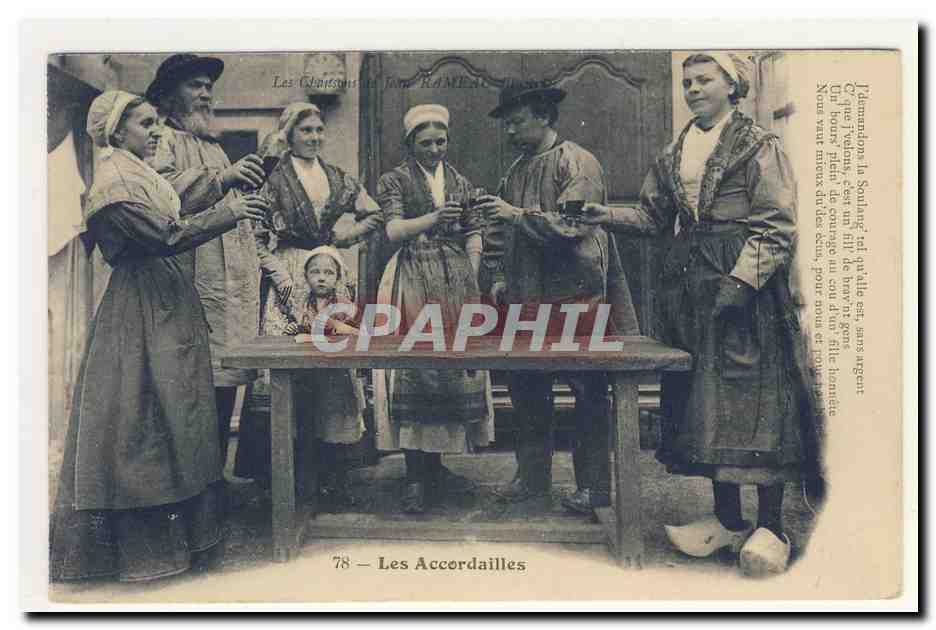 les chansons de Jean Rameau illustrees les Accordailles fiancailles mariage animation TOP CPA
