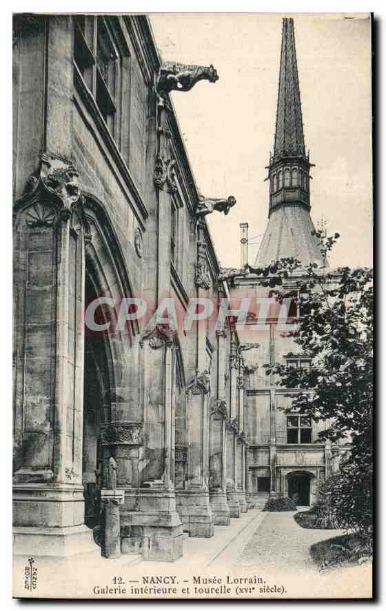 Nancy — Musée Lorrain. Galerie intérieure et tourelle (xviiie siècle). — Éditeur Lévy & Cie, n°12