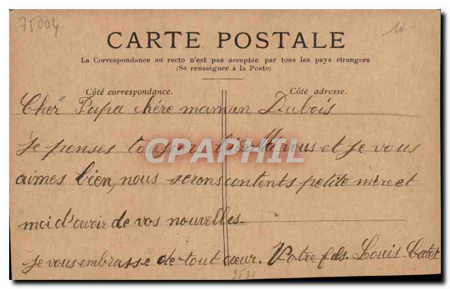 CPA Paris la Conciergerie  — Verso