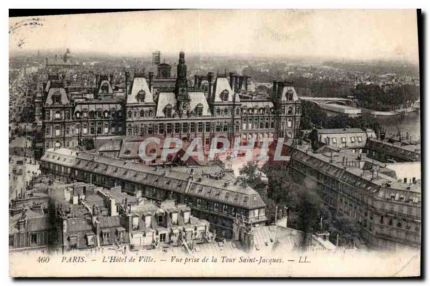 CPA Paris l'Hotel de Ville vue prise de la Tour Saint Jacques 
