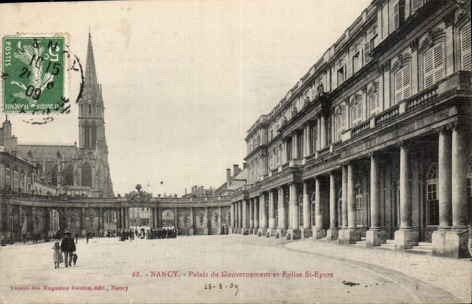 Nancy - Palais du Gouvernement et Église St-Epvre — Maison des Magasins Réunis, édit. Nancy, n° 68