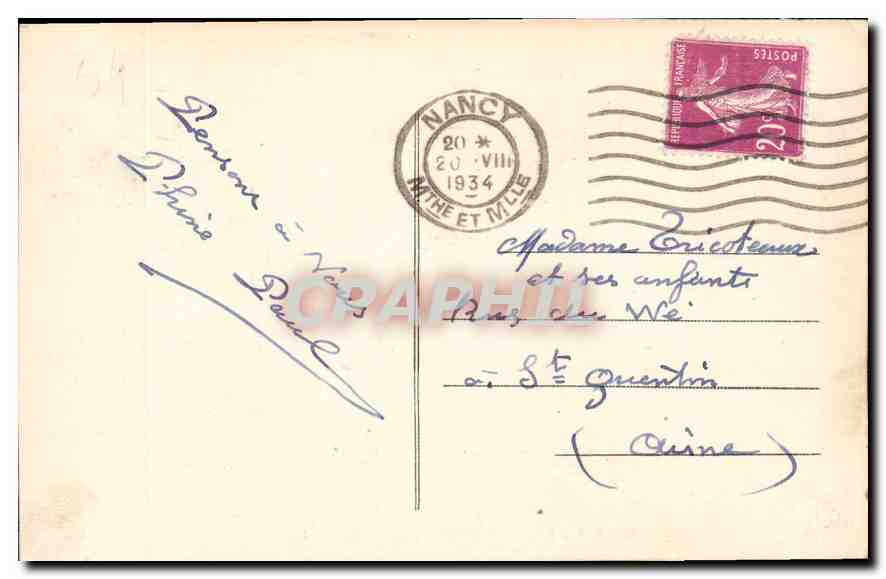Nancy la Nuit — Fontaine d'Amphitrite et Café Glacier — Éditeur : J. E. (N° 62) — Verso