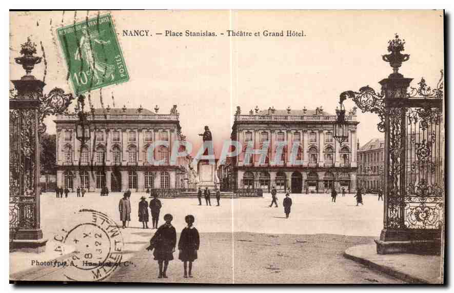 CPA Nancy Place Stanislas Theatre et Grand Hotel 