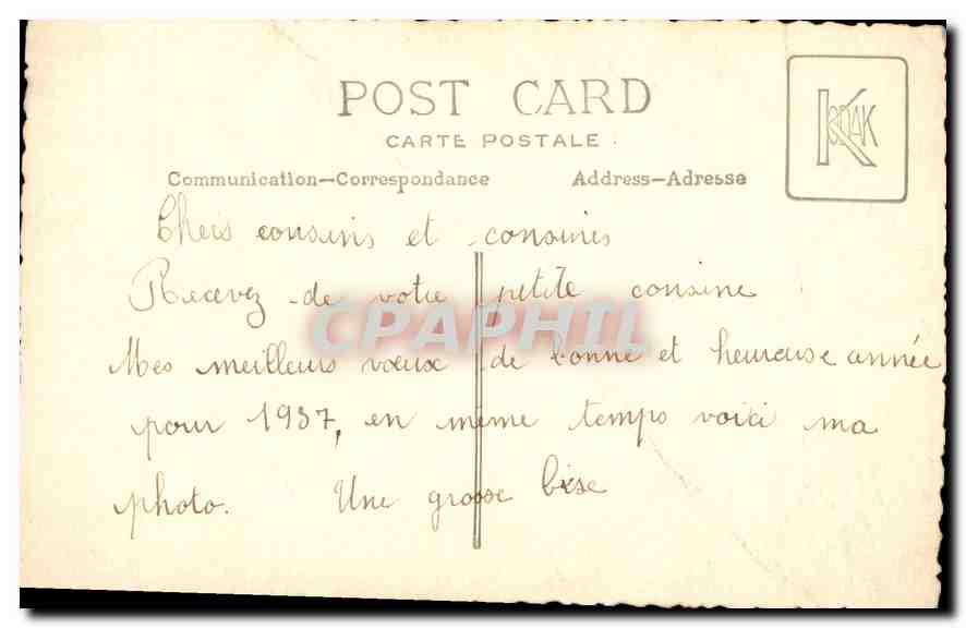 CARTE PHOTO Femme — Verso