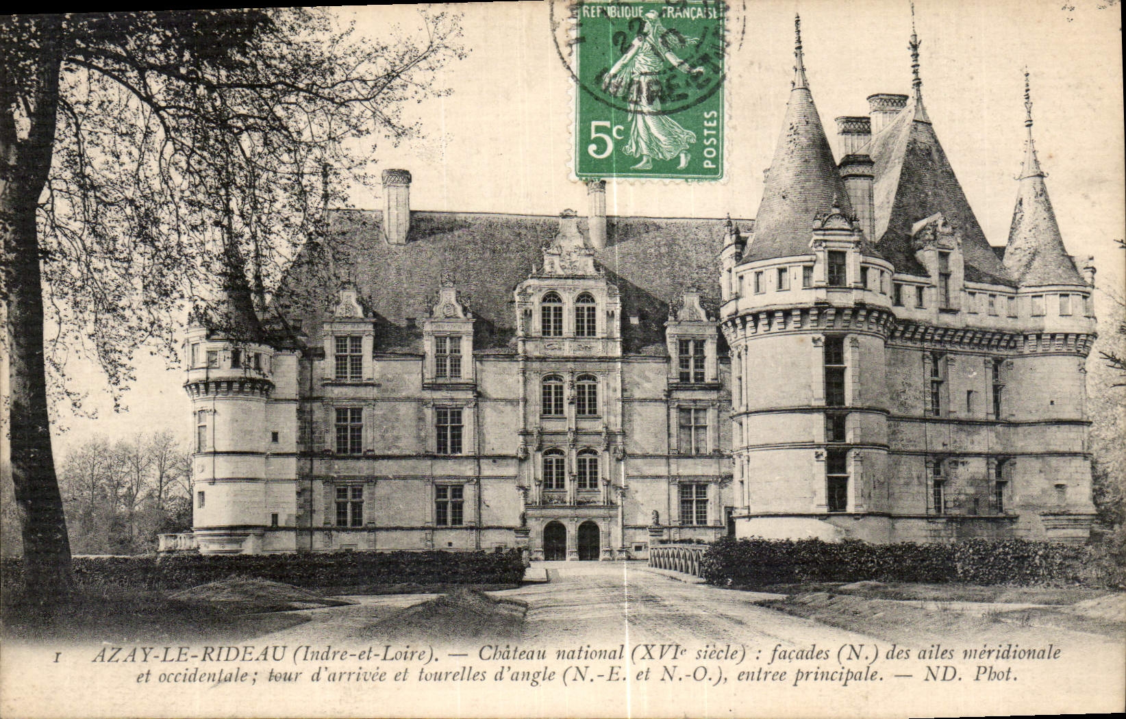 CPA Azay le Rideau Indre et Loire Chateau National XVI siecle Facade N des Ailes Meridionale et occi