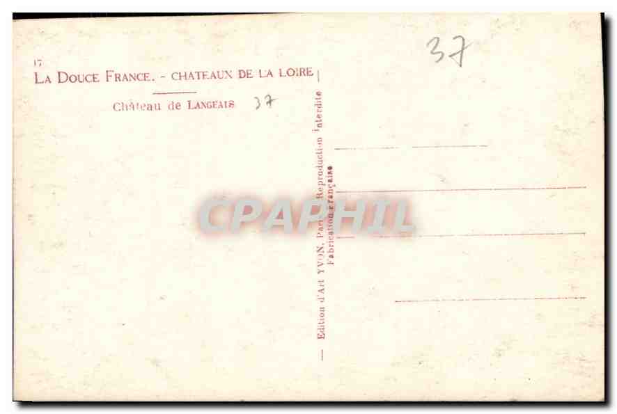 CPA Chateaux de la Loire Chateau de Langeais  — Verso