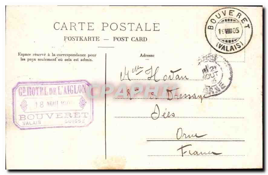 CPA Chillon et les Alpes Valaisannes  — Rückseite