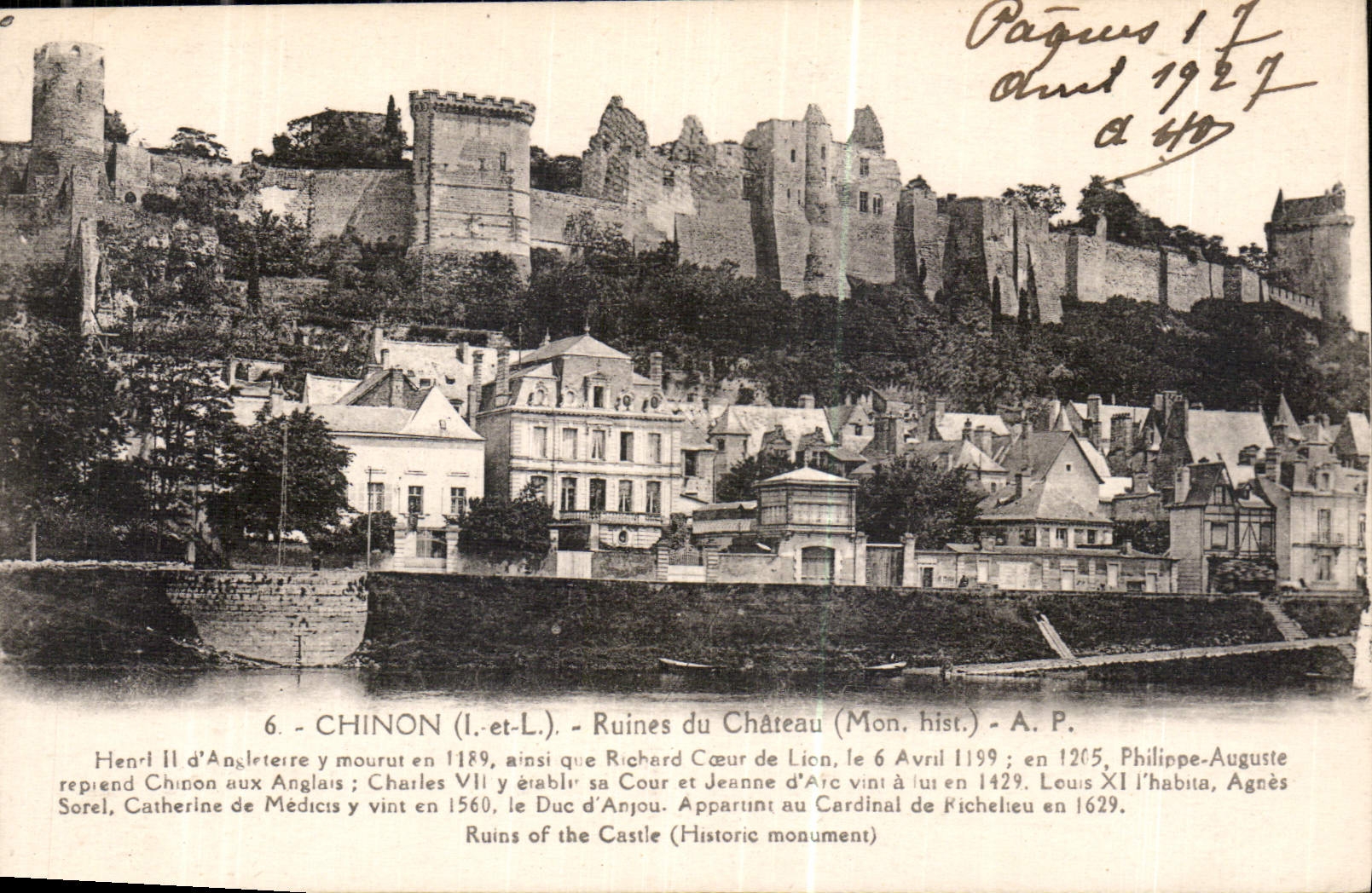 CPA Chinon I et L Ruines du Chateau Mon Hist 