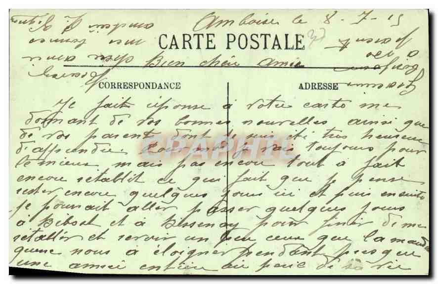 CPA Amboise le Chateau Monument historique  — Rückseite