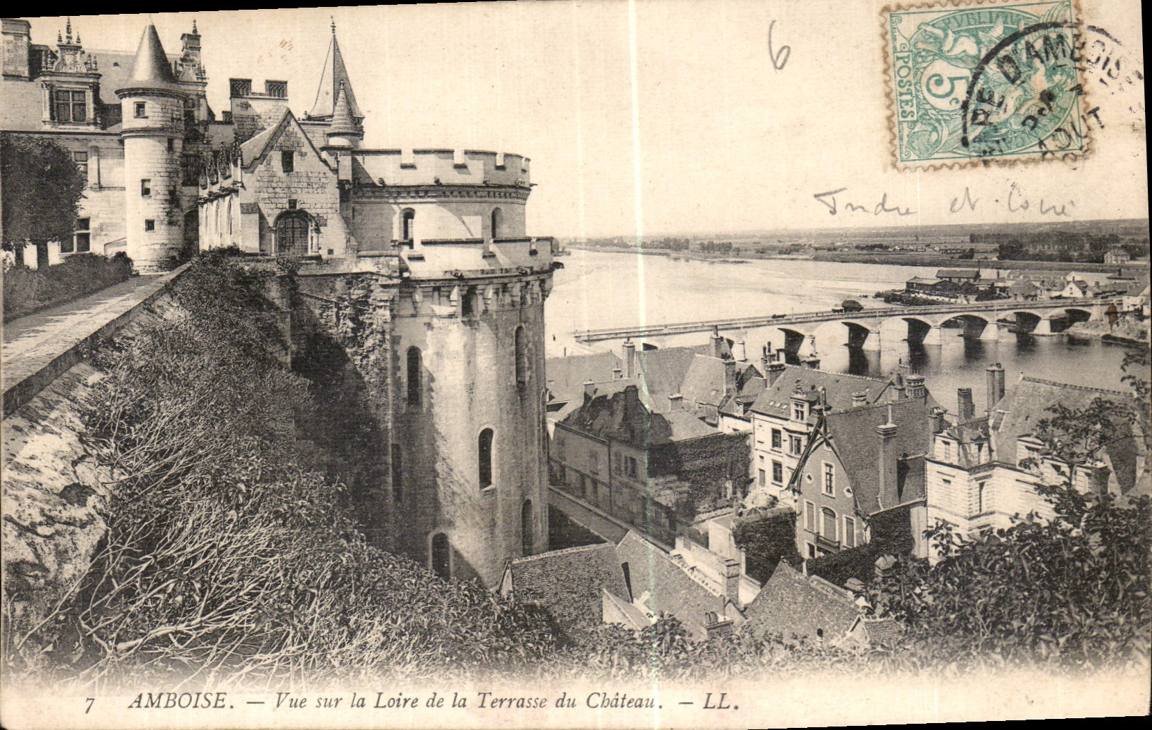 CPA Amboise vue sur la Loire de la Terrasse du Chateau 