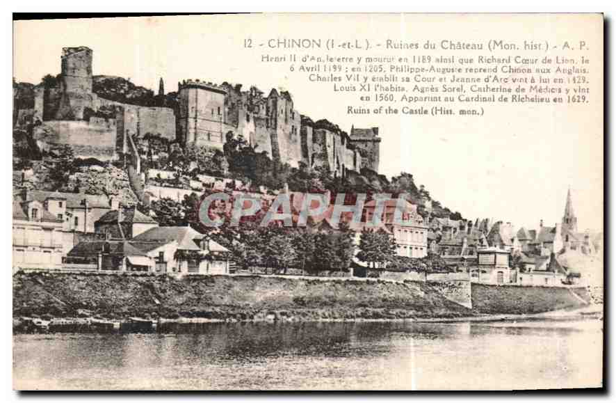 CPA Chinon I et L Ruines du Chateau Mon hist 