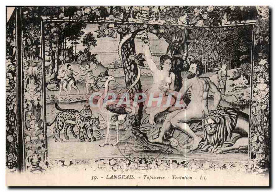CPA Langeais Tapisserie Tentation Adam et Eve