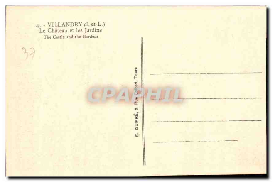 CPA Villandry I et L le Chateau et les Jardins  — Rückseite