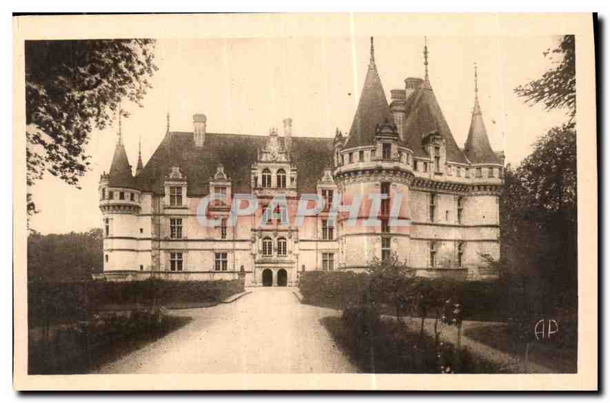 CPA Azay le Rideau I et L le Chateau National Mon hist XVI S Facade Nord l'entree 