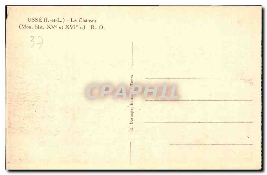 CPA Usee I et L le Chateau Mon hist XV et XVI S  — Rückseite
