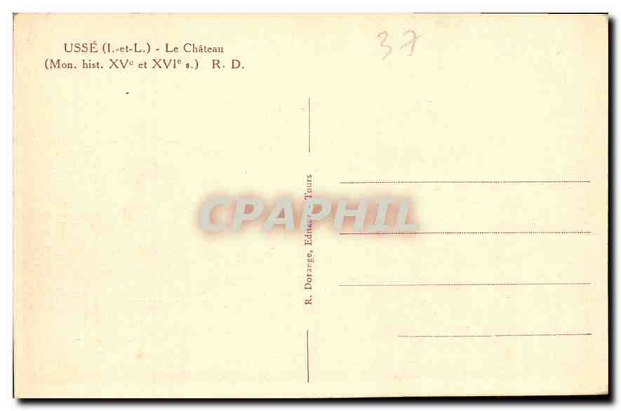 CPA Usse I et L le Chateau Mon hist XV et XVI S  — Rückseite