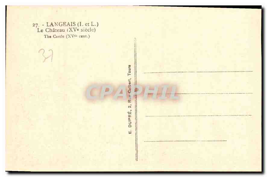 CPA Langeais I et L le Chateau XV siecle  — Rückseite